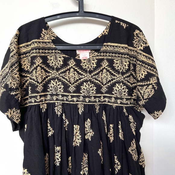 Vintage La Lingerie Lounge Dress Maxi Caftan Muumuu Size M 100% Cotton India - Picture 2 of 5